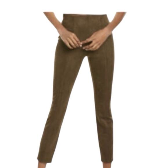 Anthropologie Womens Forest Green Faux Suede High-Rise Zip‎ Bottom Pants Size 31 - Picture 1 of 11
